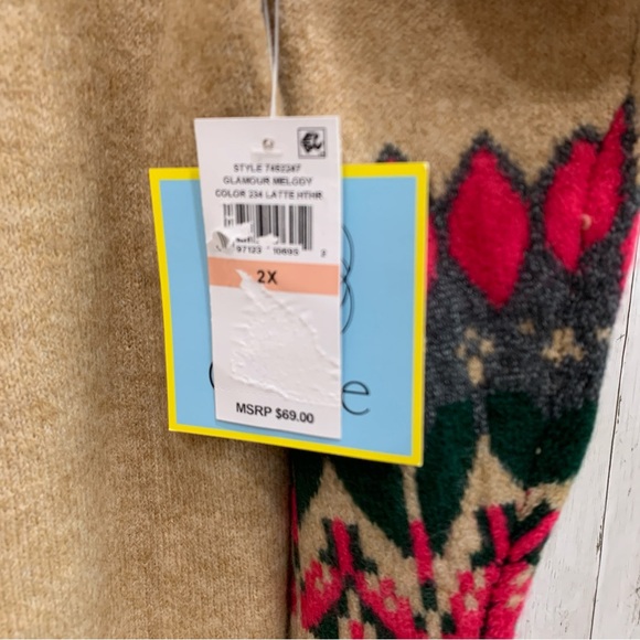NWT Cece Women’s Glamour Melody Long Sleeve Funnel Neck Fair Isle Sweater 2X - Picture 10 of 15